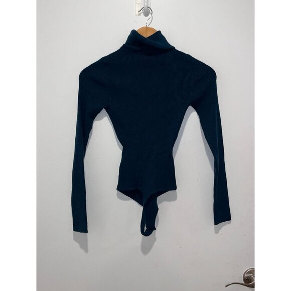 Abercrombie & Fitch Teal Ribbed Turtleneck Snap Crotch Women's Bodysuit Size XS - Picture 4 of 9